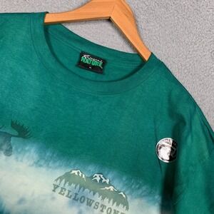 Vintage‎ Radical Nature Yellowstone T-Shirt Men's XL Green Tie Dye Moose VTG 90s